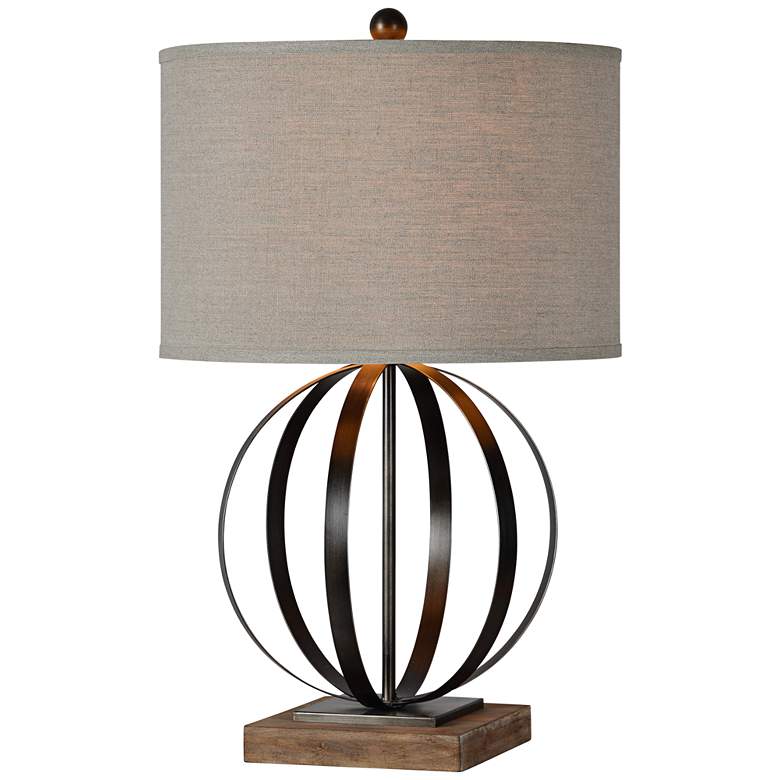 Currey Driftwood and Natural Metal Orb Table Lamp