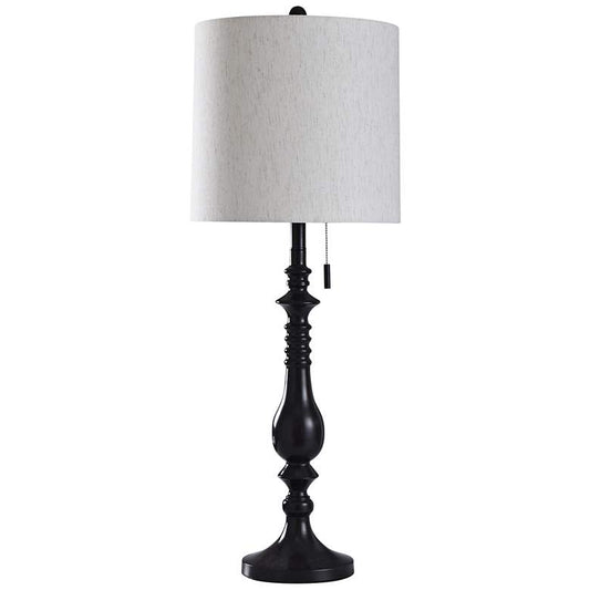 Oil-Rubbed Bronze Candlestick Table Lamp with White Shade