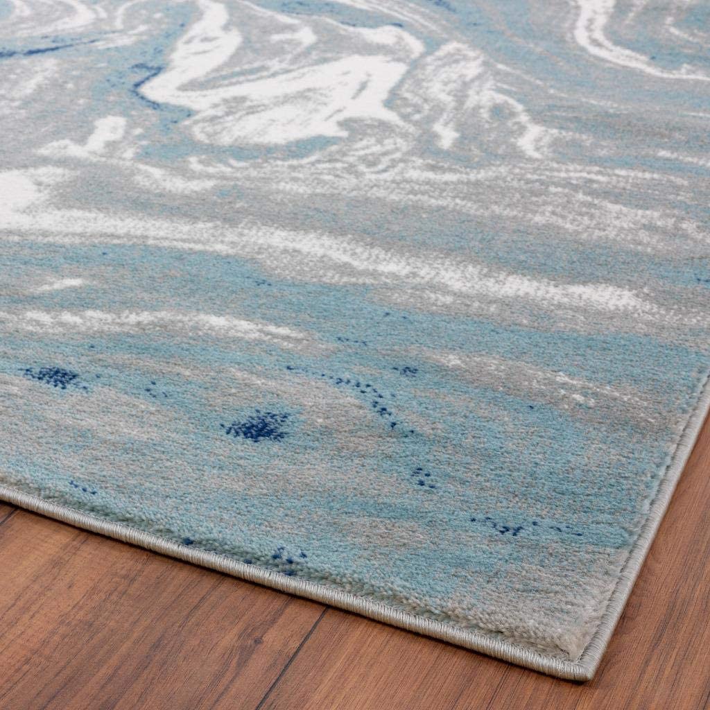 Victoria Collection Modern Soft Area Rug Blue