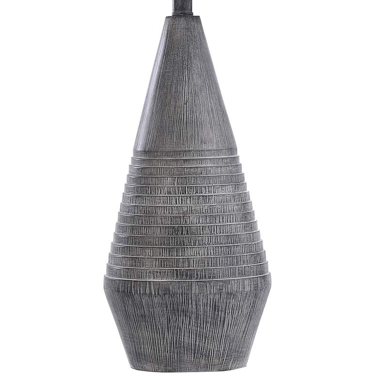 Tipton Farmhouse Gray Faux Wood Vase Table Lamp