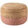 Oliana Beige and Light Pink Ombre Cylinder Pouf Ottoman
