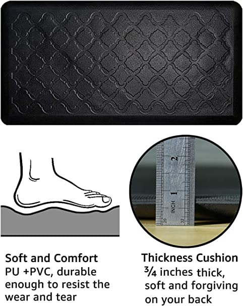 anti Fatigue Mat - 1/2 Inch Cushioned Kitchen Mat - Non Slip Foam Comfort  Cushio