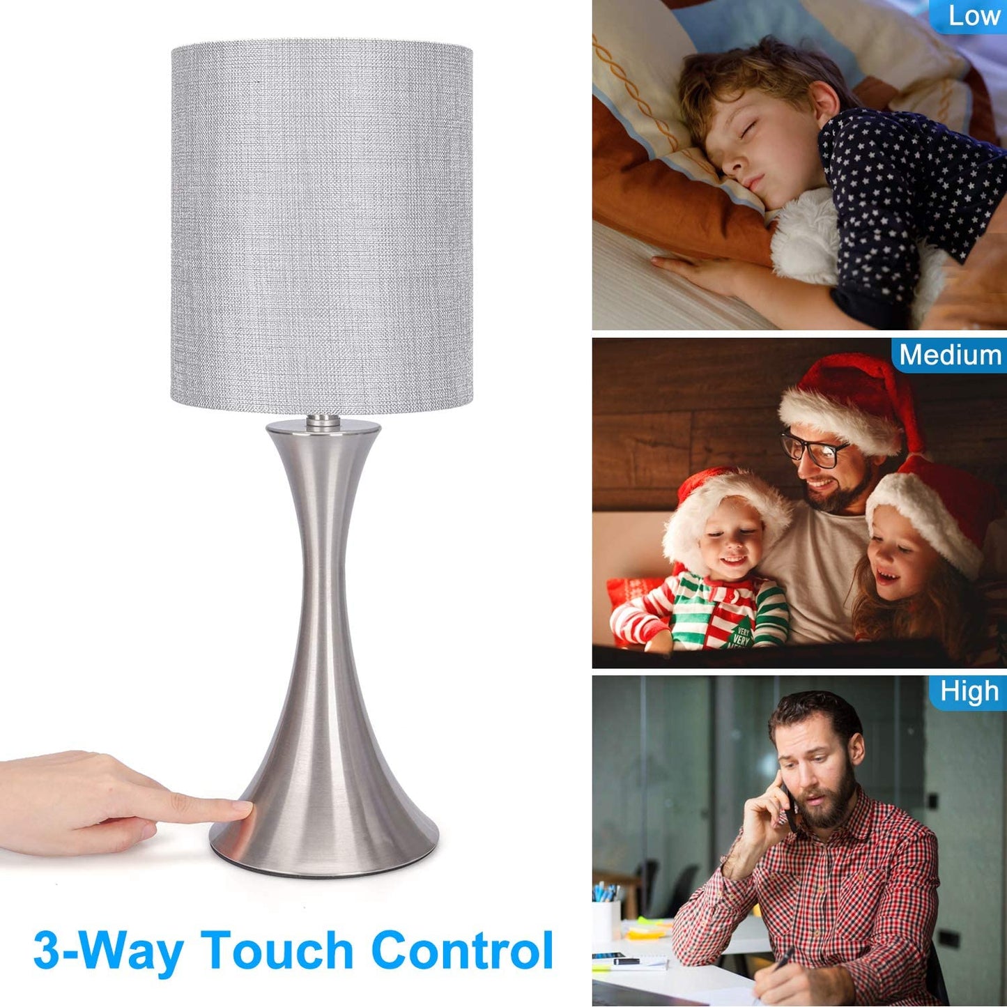 3 Way Touch Dimmable Bedside Desk Lamp