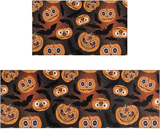 Halloween Kitchen Rug Mat Set of 2 Piece Hocus Pocus Kitchen Mats for Floor Halloween Rugs for Kitchen Doormat Decor Decorations