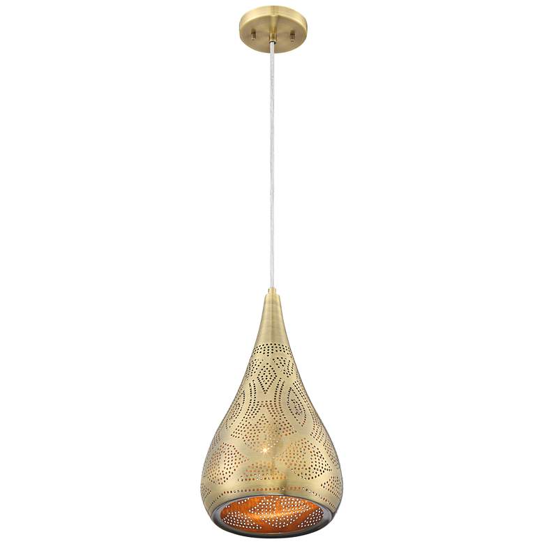 Safi 9" Wide Antique Brass Moroccan Mini Pendant Light