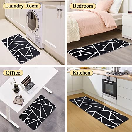 Anti Fatigue Kitchen Floor Mat 2 PCS, 1/2 Inch Thick Comfort Cushioned  Standing Mat Set, Non Skid Kitchen Rugs and Mats Waterproof PVC Memory Kitchen  Mats for Floor Sink Office Laundry, White