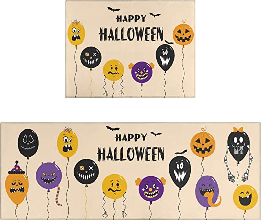 Halloween Kitchen Rug Mat Set of 2 Piece Hocus Pocus Kitchen Mats for Floor Halloween Rugs for Kitchen Doormat Decor Decorations