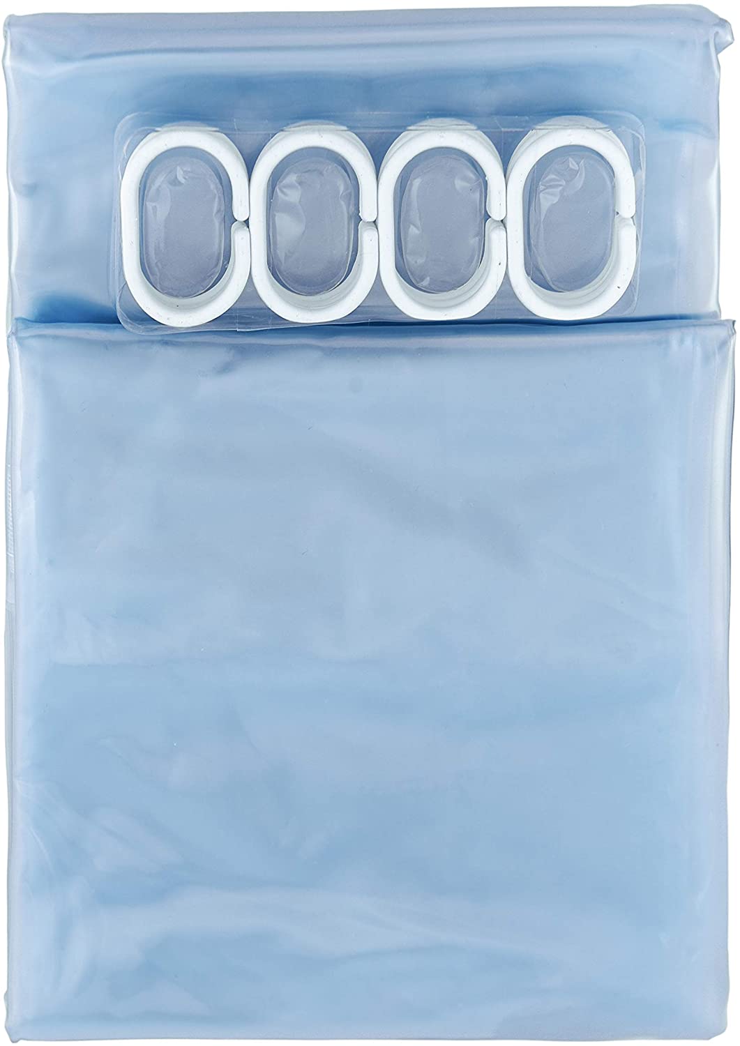 Vinyl Bathroom Shower Curtain Liner with Metal Grommets and Plastic Hooks - 72" x 72", Clear