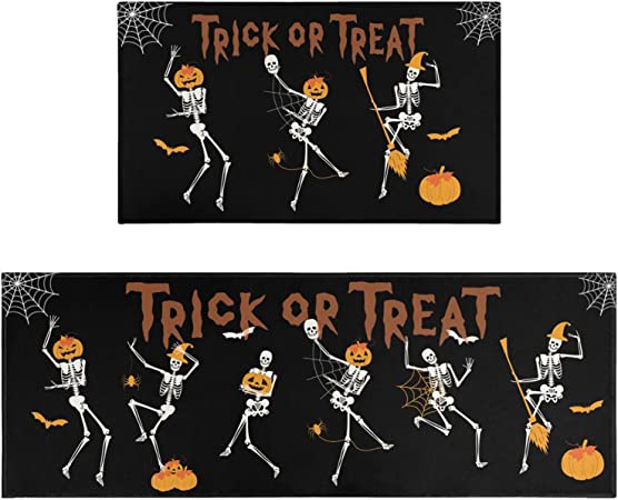 Halloween Kitchen Rug Mat Set of 2 Piece Hocus Pocus Kitchen Mats for Floor Halloween Rugs for Kitchen Doormat Decor Decorations