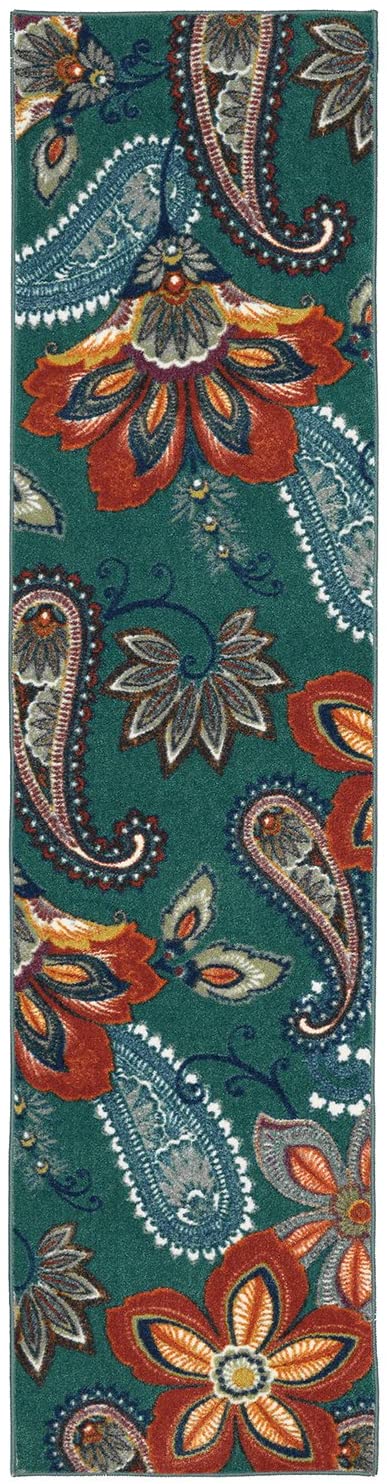 Home Whinstone Paisley Floral Soft Area Rug, Dark Teal Multi