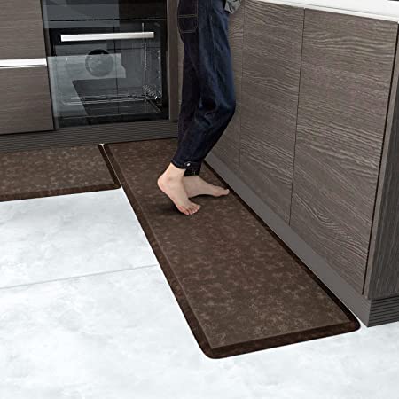 Rzoysia 2pc Kitchen Mats Anti Fatigue Mat for Kitchen Floor Kitchen Rugs Runner Standing Desk Mat Non-Slip for Home Kitchen Office 60"x17.3"+28"x17.3" Dark Grey