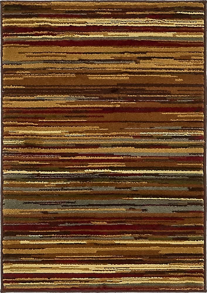 Modern Multi Striped Contemporary Beige Area Rug