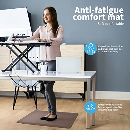 Art3d Anti Fatigue Mat - 1/2 Inch Cushioned Kitchen Mat - Non Slip Foam Comfort Cushion for Standing Desk, Office or Garage Floor (17.3"x28", Black)