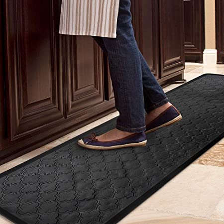 HEBE Oversized Anti Fatigue Comfort Mats for Kitchen Floor Standing Desk Non Slip Thick Cushioned Kitchen Floor Mats Runner Waterproof Kitchen Rugs Heavy Duty Comfort Standing Mats,20"x60",Brown