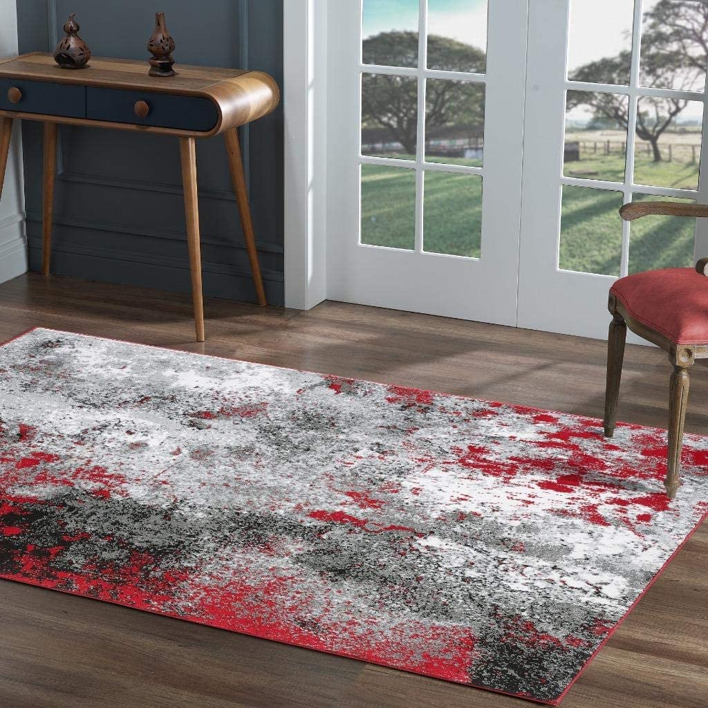Howell Collection Red 5x7 Abstract Soft Area Rug