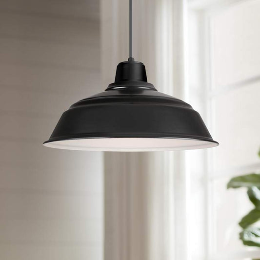 Hi-Lite Warehouse 17" Wide Black Metal Pendant Light