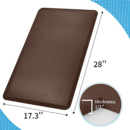 DEXI Anti Fatigue Mat Kitchen Ergonomic Cushioned Comfort Floor Runner Rug  for Standing Desk Office,3/4 Inch Thick Cushion 20x32 Dark Brown