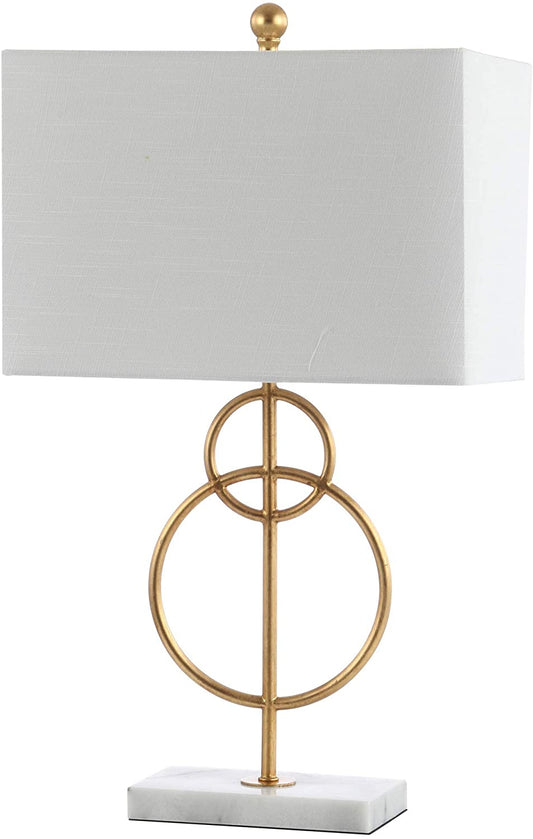 Haines  Modern Circle Marble/Metal LED Lamp Gold Leaf/White