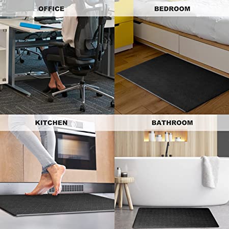 Kitchen Mat Cushioned Anti Fatigue Comfort Mat, Non Slip Heavy Duty Standing Rug, Waterproof Kitchen Rugs, Versatile Kitchen Rugs and Mats for Kitchen Sink Floor, Offices, Laundry, 18"×30", Black