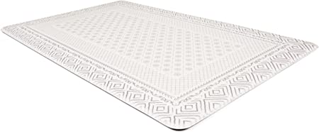 Rugshop Bordered Bohemian Anti Fatigue Non Slip Stain Resistant Waterproof Standing Mat for Kitchen, Front of Sink, Laundry Room,Standing Desk, Office 18" x 47" Ivory