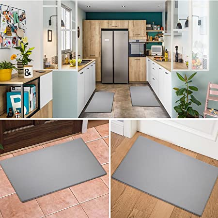 Anti Fatigue Mat Kitchen Cushioned Waterproof Kitchen Floor Mat Comfort Non Slip Standing Rug 18" (W) x 30"(L),Grey