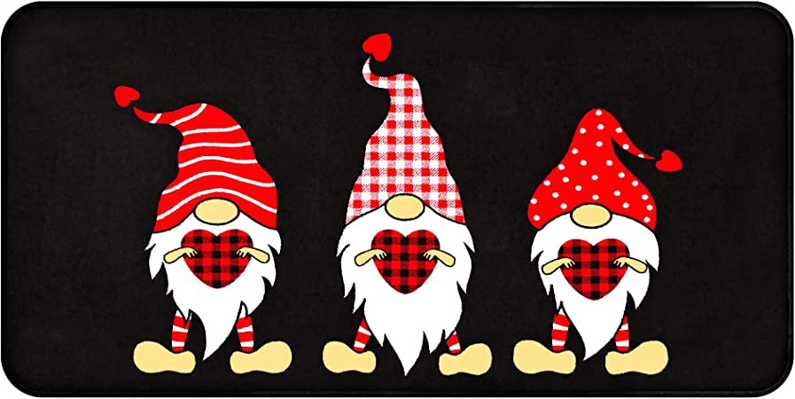 Fall Gnomes Kitchen Rug Non Slip Buffalo Plaid Kitchen Floor Mat Cushioned Standing 20 x 39 Inch Doormats for Sink Kitchen Decor and Accessories