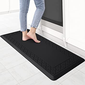 KitchenClouds Kitchen Mat Cushioned Anti Fatigue Kitchen Rug 17.3"x28" Waterproof Non Slip Kitchen Rugs and Mats Standing Desk Mat Comfort Floor Mats for Kitchen House Sink Office (Blue)