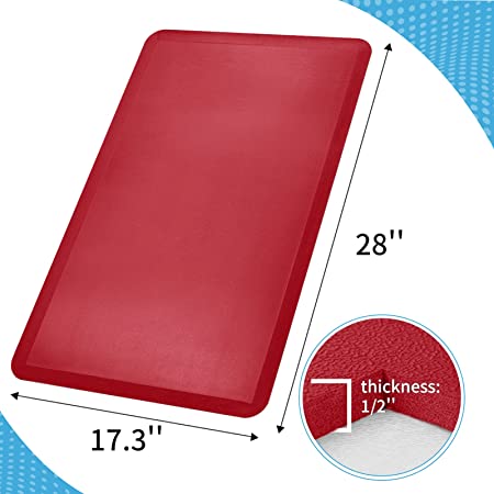 Art3d Anti Fatigue Mat - 1/2 Inch Cushioned Kitchen Mat - Non Slip Foam Comfort Cushion for Standing Desk, Office or Garage Floor (17.3"x28", Black)