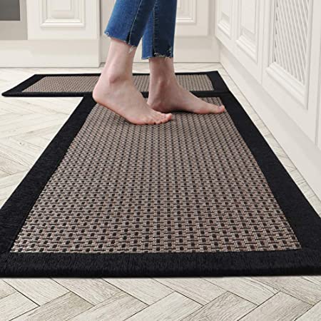Kitchen Rugs and Mats Non Skid Washable, Absorbent Rug for Kitchen, Large Kitchen Floor Mats for in Front of Sink, 2 PCS Set 20"x32"+20"x48"