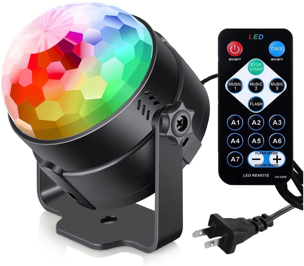 Sound Activated Party Lights with Remote Control Dj Lighting, RGB Disco Ball, Strobe Lamp 7 Modes