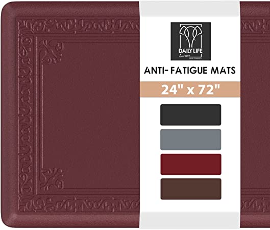 Anti Fatigue Kitchen Mat by DAILYLIFE, 3/4" Thick Kitchen Floor Mat, Standing Comfort Mat for Home, Office, Garage - Non-Slip Bottom, Cushioned, Waterproof & Easy-to-Clean (20" x 42", Brown)