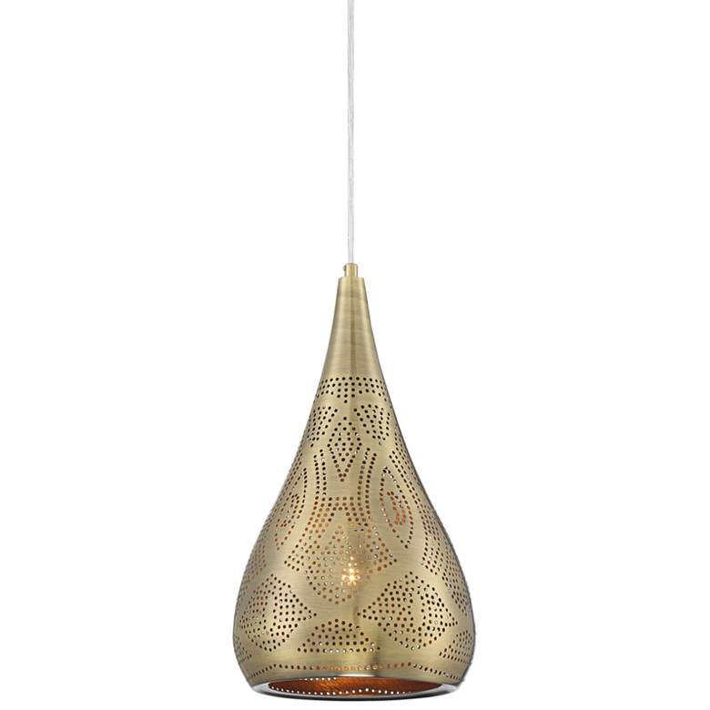 Safi 9" Wide Antique Brass Moroccan Mini Pendant Light