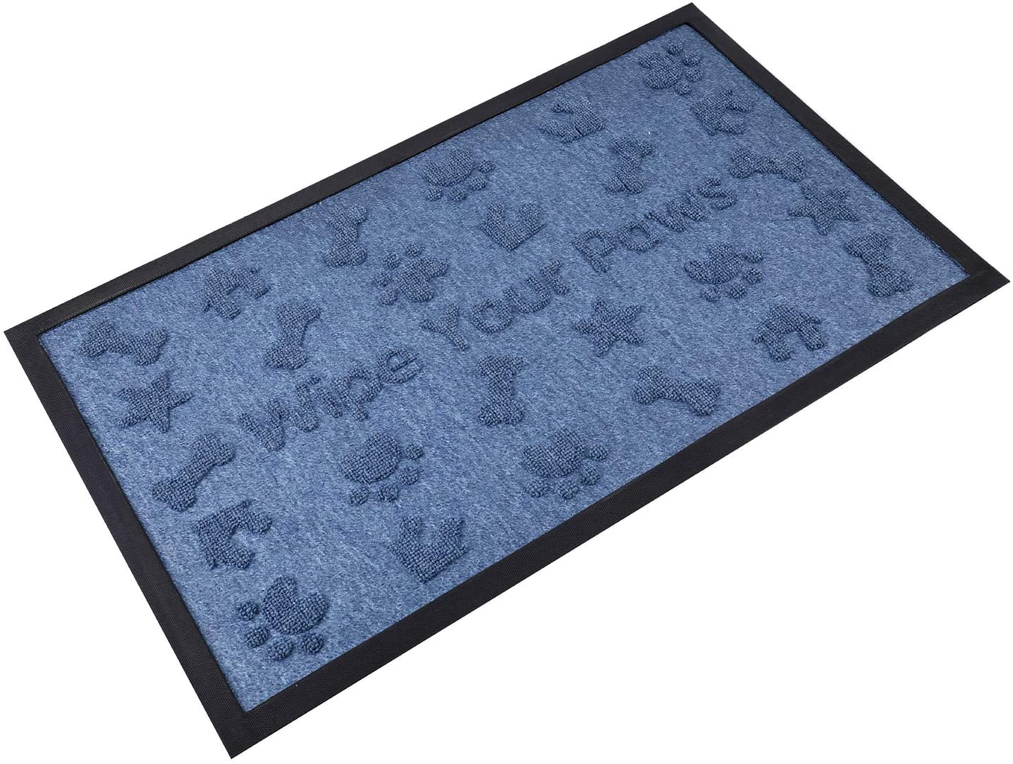 Rubber Doormat/Entrance Mat - 29.5 x 18 Inches - Heavy Duty & Easy Clean Floor Mat with Non Slip Backing for Indoor/Outdoor Entryway (Blue)