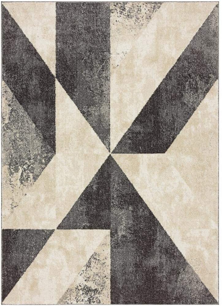 Abstract Gray Ivory Soft Area Rug