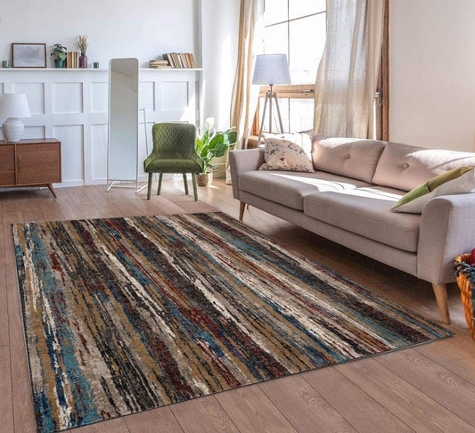 Lagos Collection Multi Striped Soft Area Rug