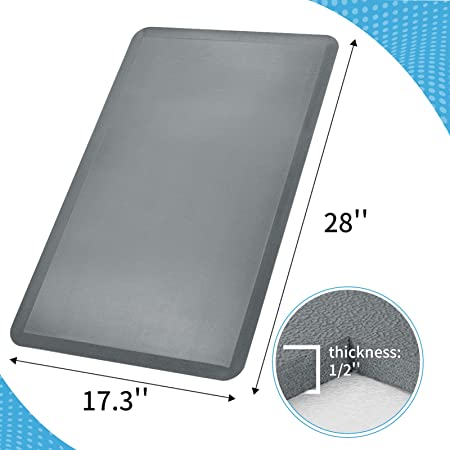 Art3d Anti Fatigue Mat - 1/2 Inch Cushioned Kitchen Mat - Non Slip Foam Comfort Cushion for Standing Desk, Office or Garage Floor (17.3"x28", Black)