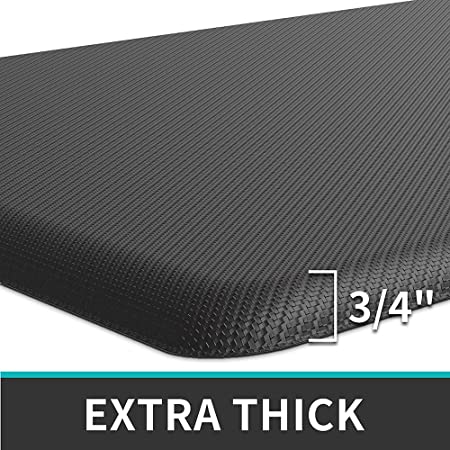 DEXI Anti Fatigue Kitchen Mat, 3/4 Inch Thick, Stain Resistant, Padded Cushioned Memory Foam Floor Comfort Mat for Home, Garage and Office Standing Desk, 39"x20", Black