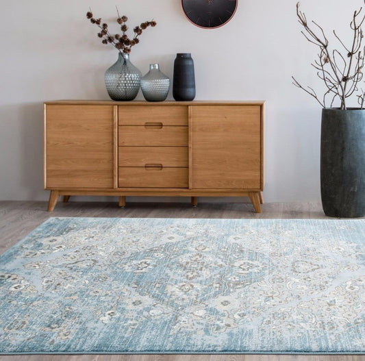 Persian Distressed Blue Soft Area Rugs