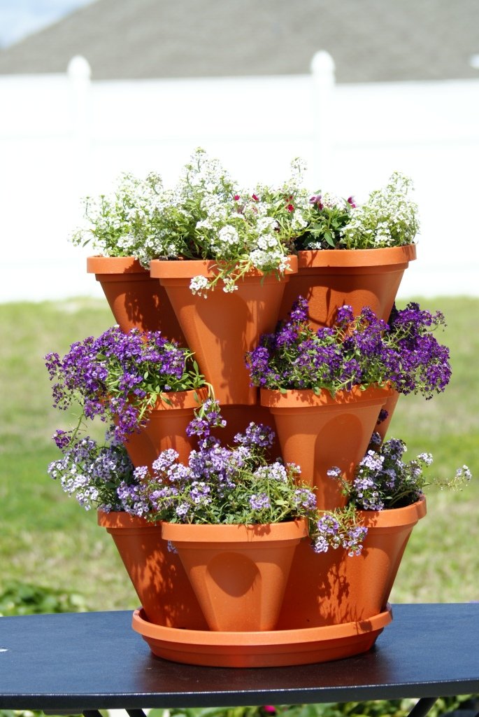 3 pot planter ideas 3 Tier Stackable Garden Indoor/Outdoor Planter Set
