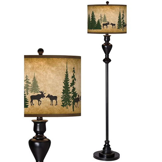 Moose Lodge Giclee Glow Black Bronze Floor Lamp