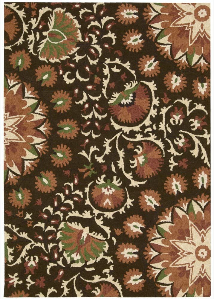 Suzani Floral Brown Wool Soft Area Rug