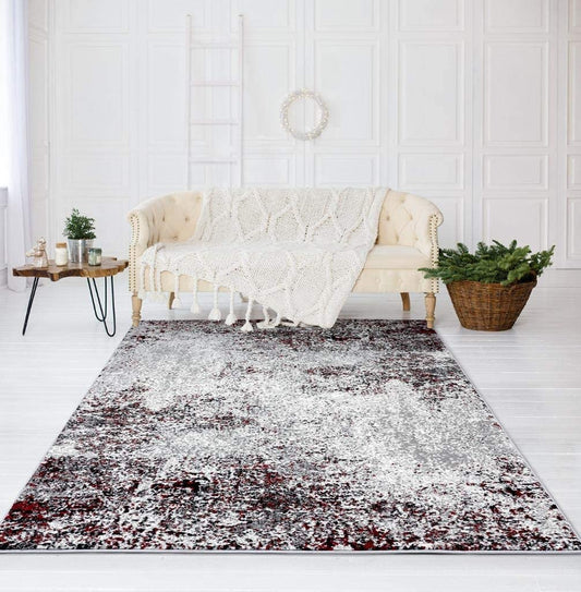 Cambridge Collection Modern Grey Red Soft Area Rug
