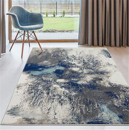 Abstract Grey Blue Soft Area Rug
