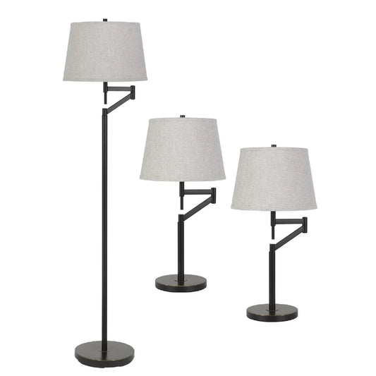 72 Inch Adjusting Floor Lamp, Table Lamps, Set of 3, Black