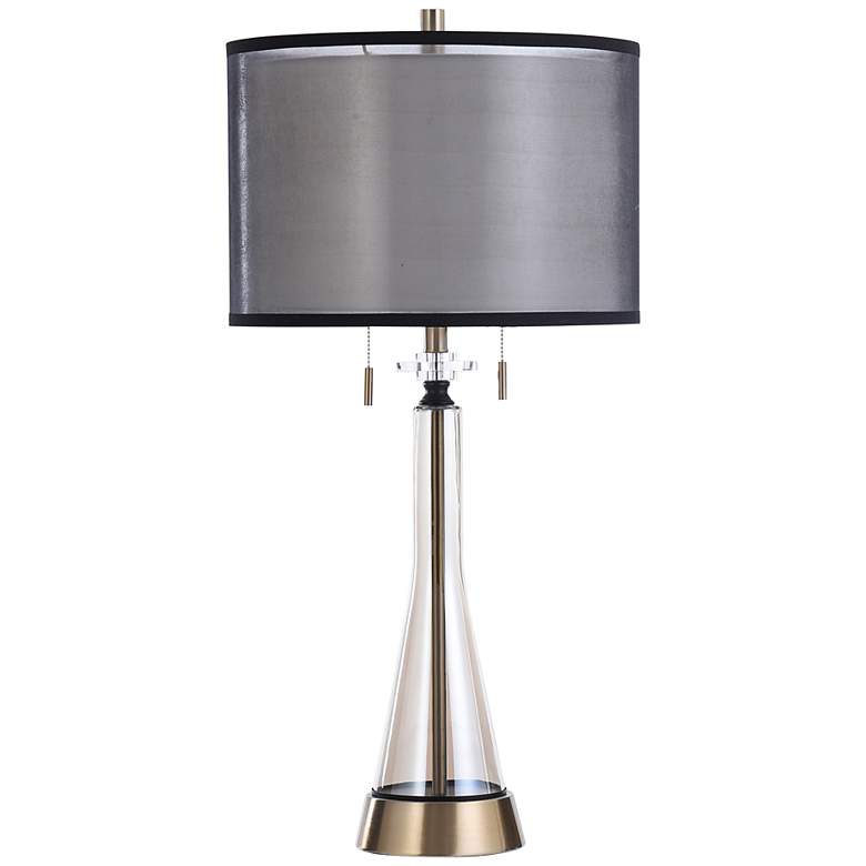 Logan Manor Light Amber Glass and Brushed Brass Table Lamp