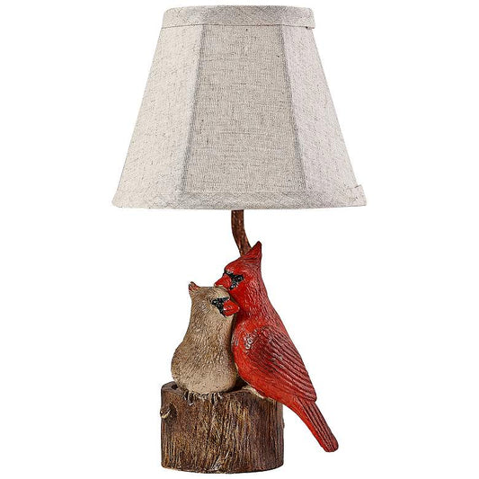 Two Cardinals 12 3/4" High Country Cottage Bird Accent Table Lamp