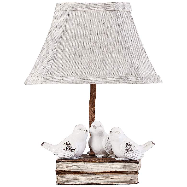 For the Birds Book Club 12" High Rustic Cottage Accent Table Lamp