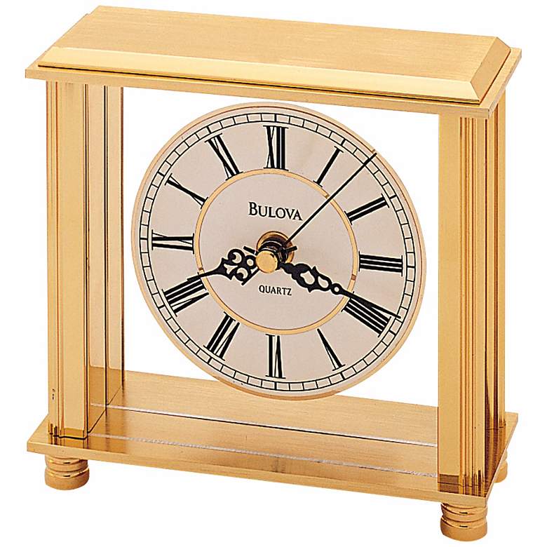 Bulova Cheryl Polished Brass 5 3/4" Wide Table Clock