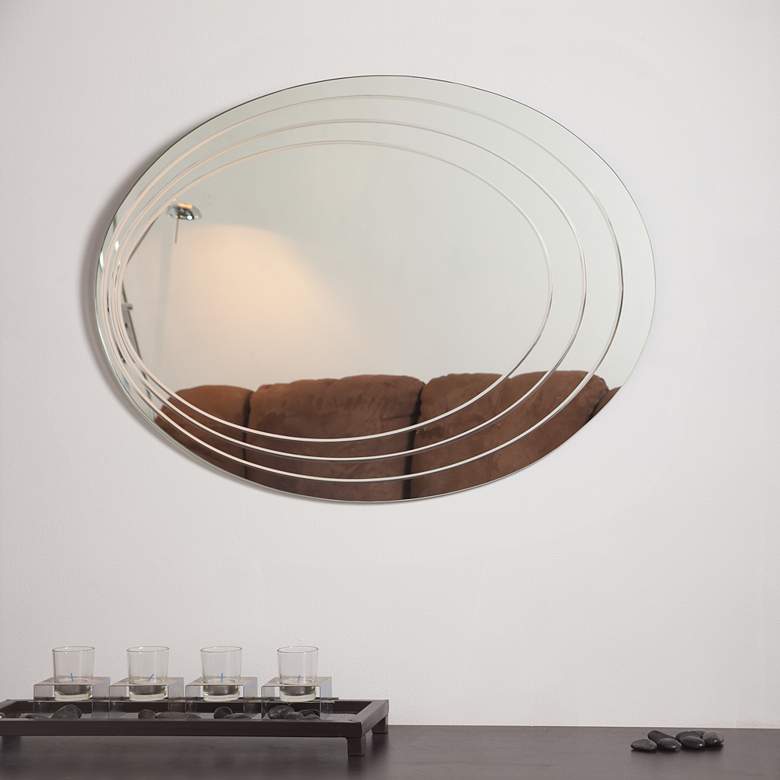 Hanna 23 1/2" x 31 1/2" Oval Frameless Bathroom Wall Mirror