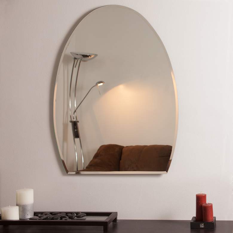 Sena 23 1/2" x 31 1/2" Oval Frameless Bathroom Wall Mirror